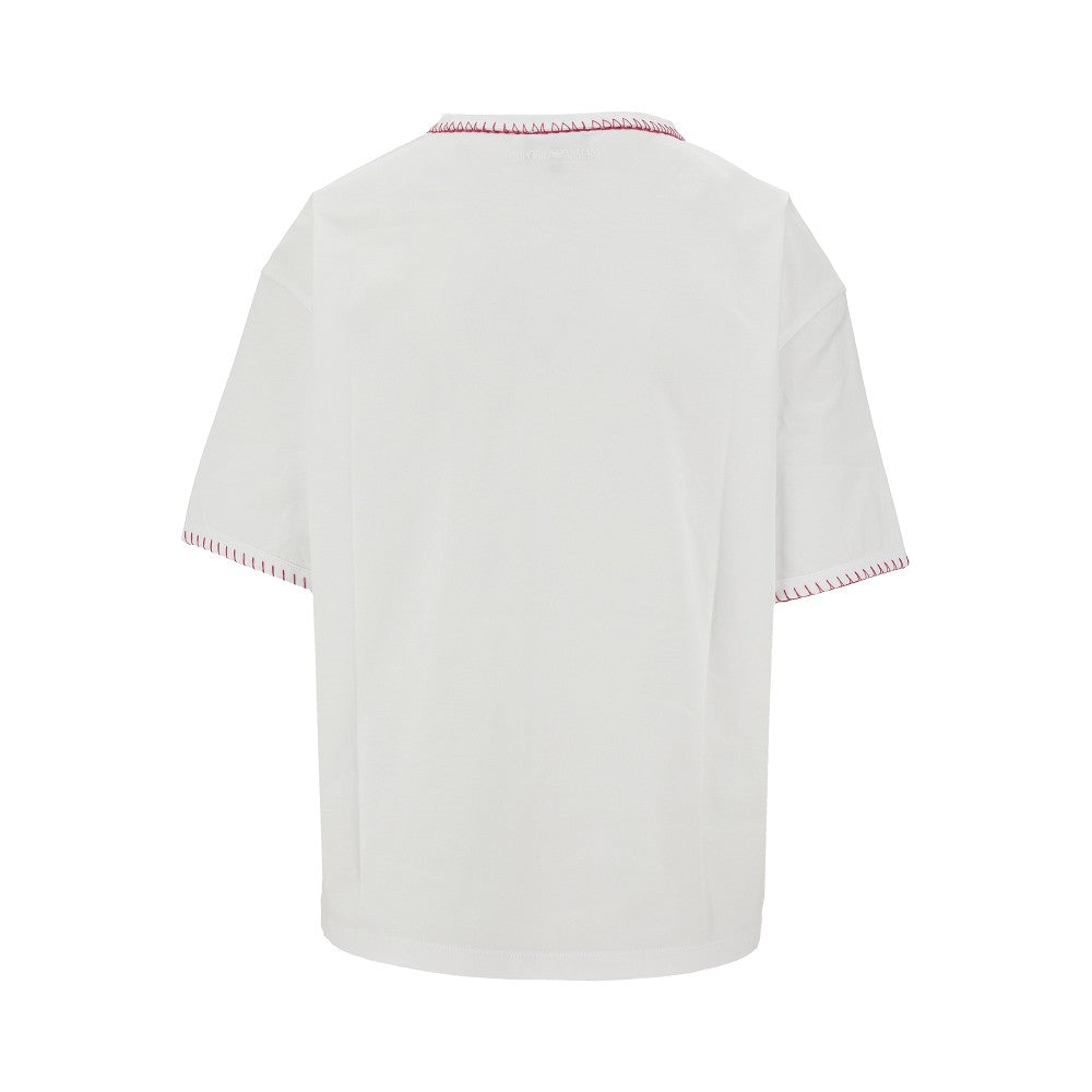 Topstitched T-shirt with logo embroidery