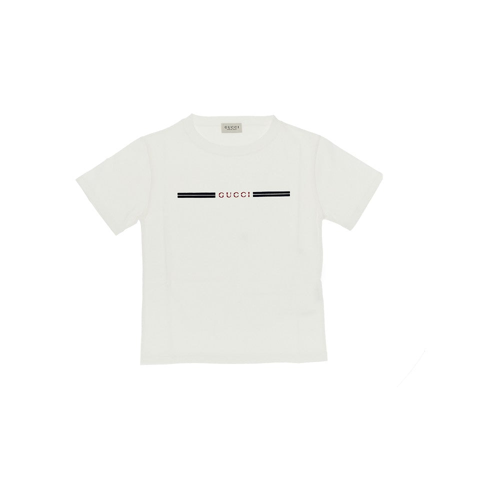 T-shirt con logo floccato