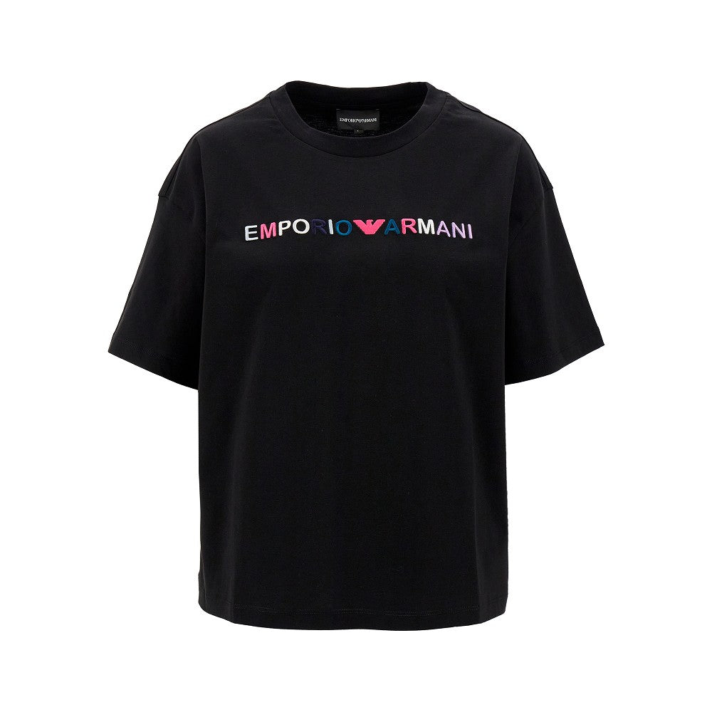 Jersey T-shirt with logo embroidery