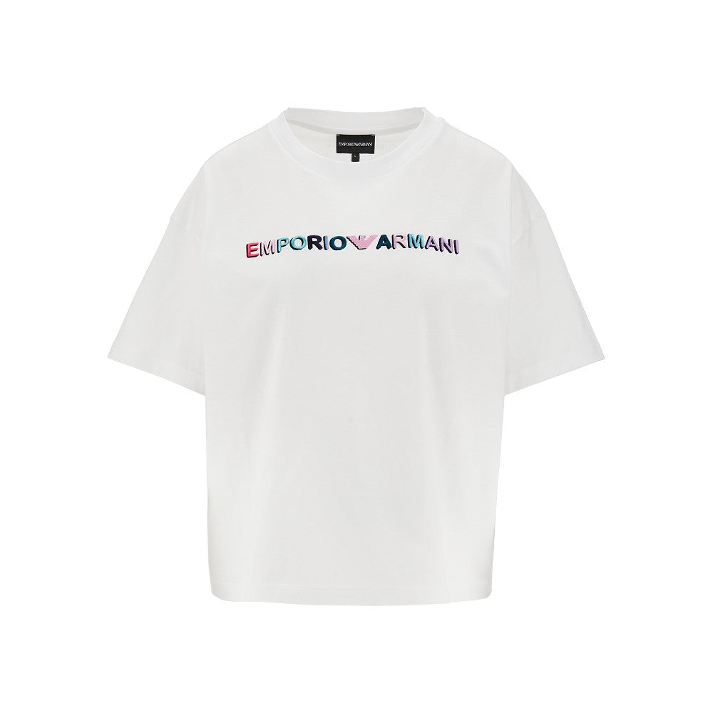 Jersey T-shirt with logo embroidery