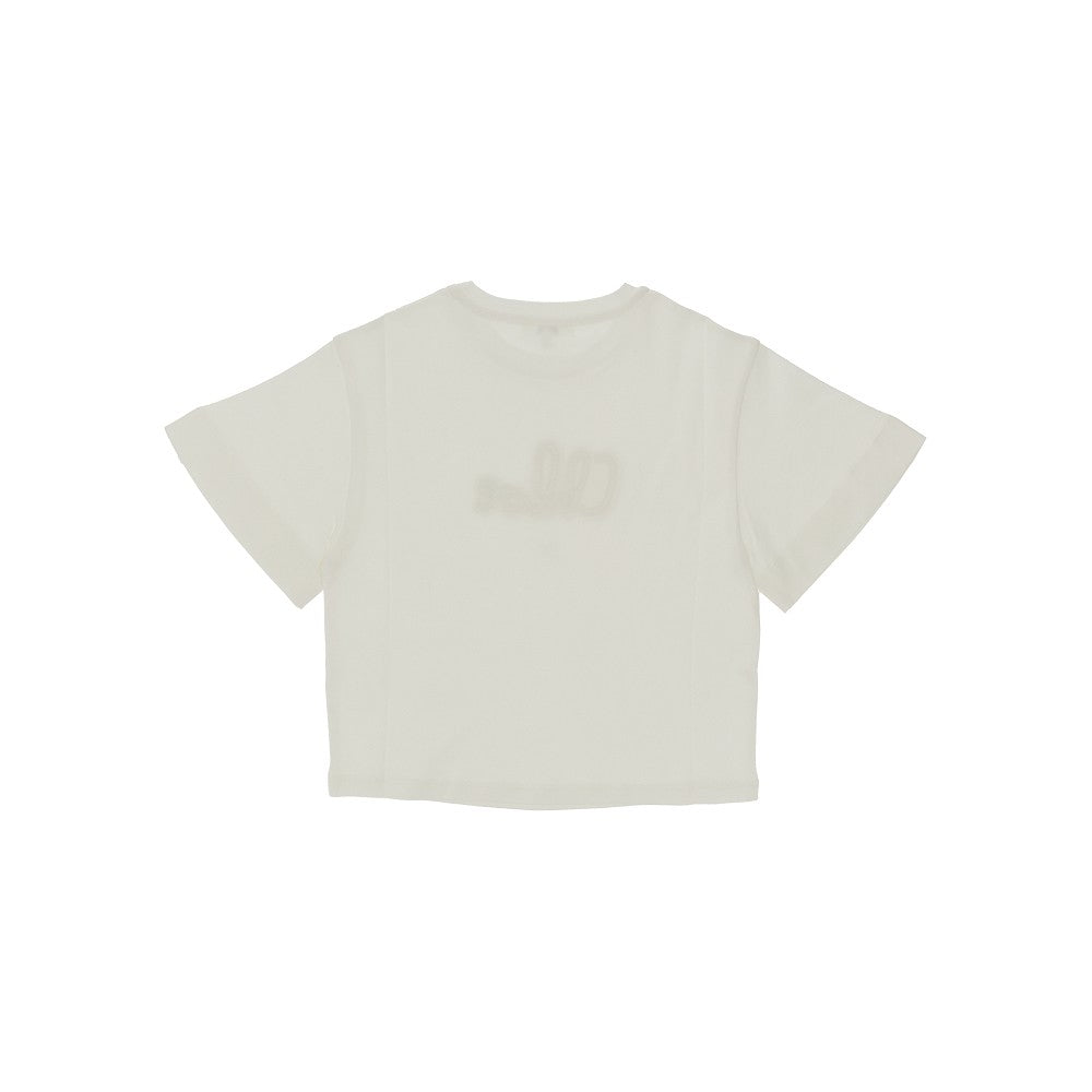 T-shirt con logo goffrato e ricamato