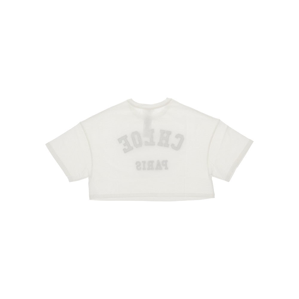 T-shirt cropped con logo