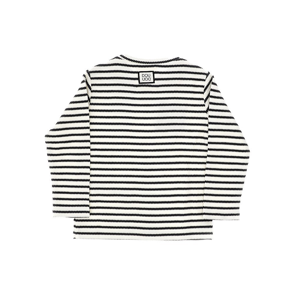 T-shirt a righe in misto viscosa e cotone
