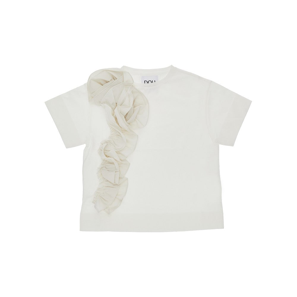 Cotton jersey t-shirt with gathering