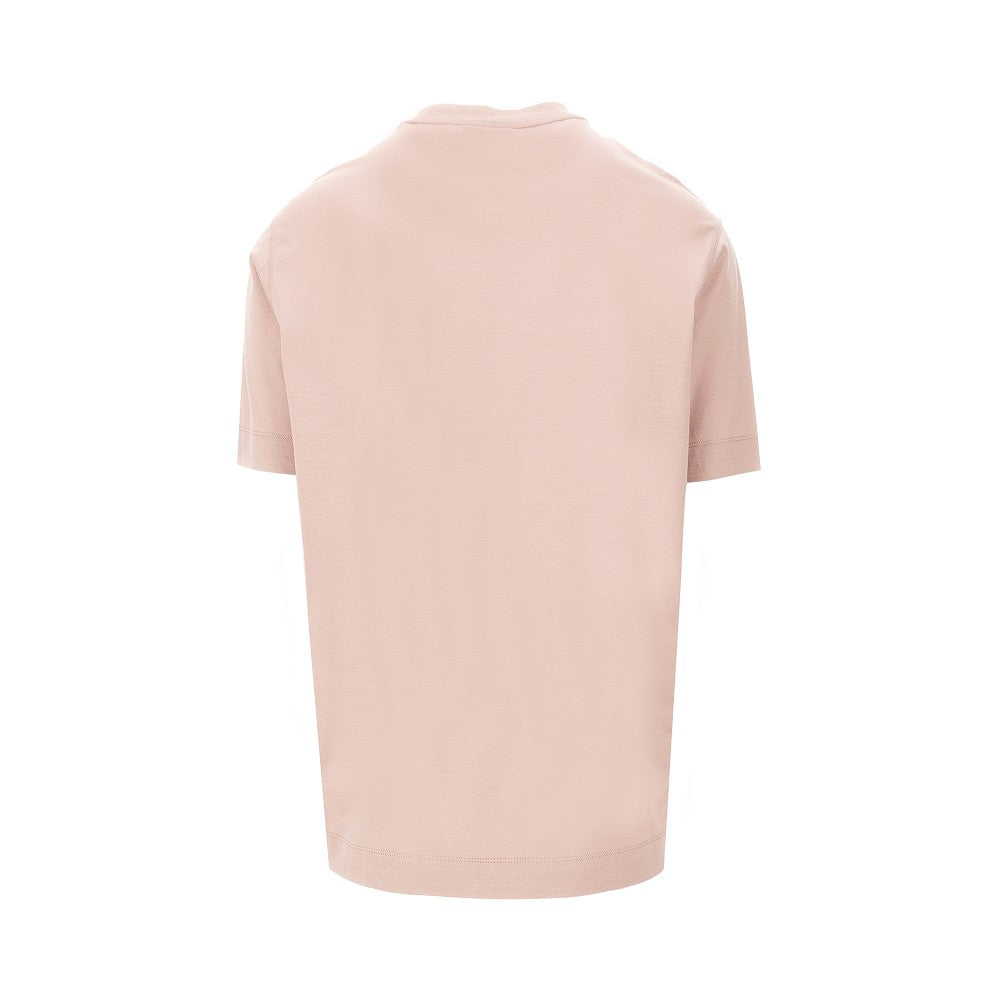 Lyocell-blend T-shirt with topstitchings