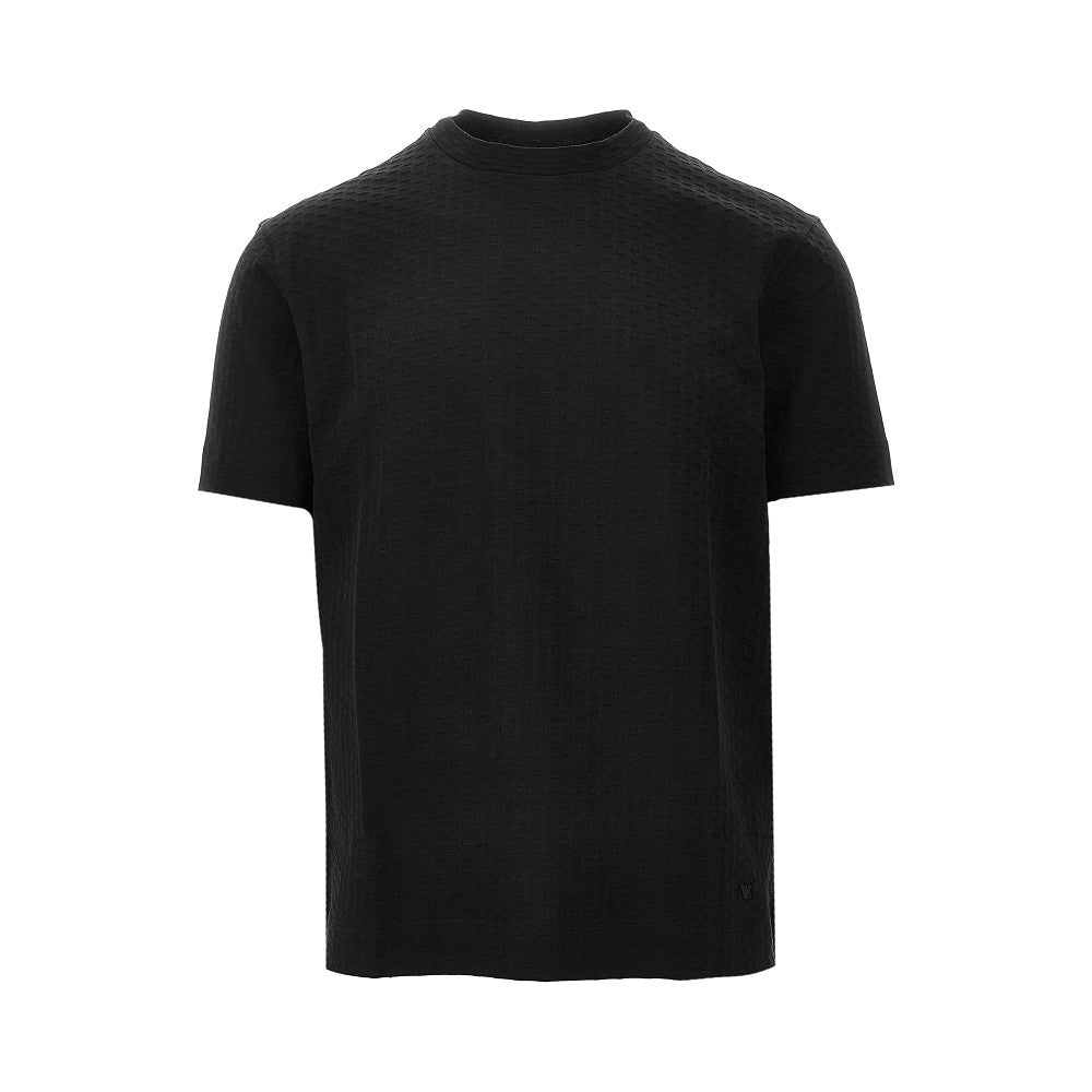 T-shirt in cotone jacquard a rombi