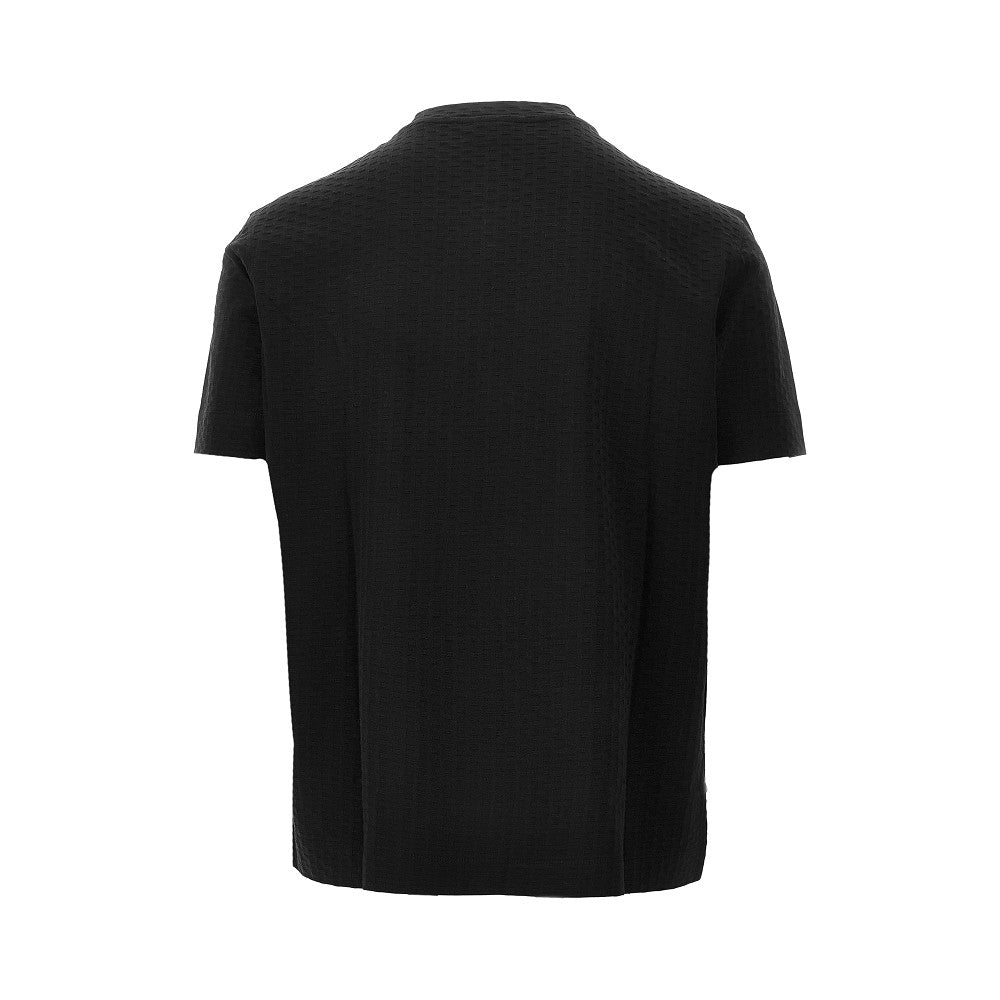 T-shirt in cotone jacquard a rombi