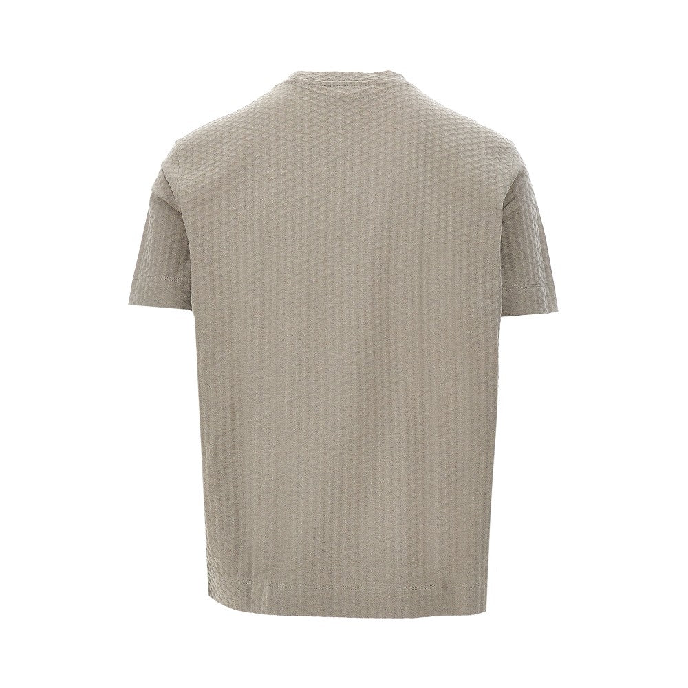 T-shirt in cotone jacquard a rombi