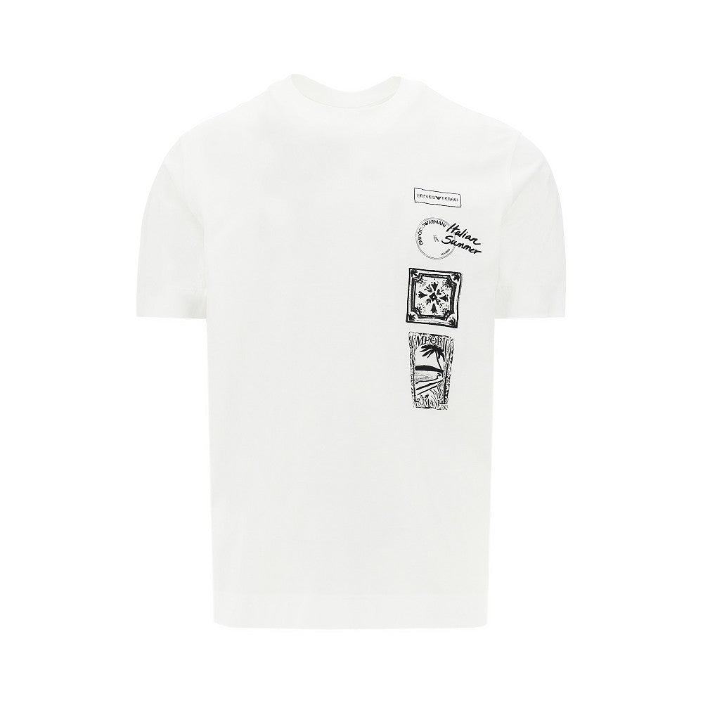 T-shirt con stampe e ricami