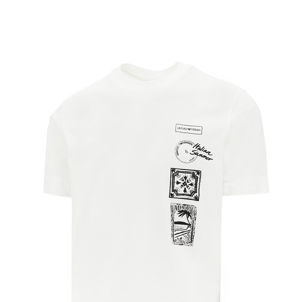 T-shirt con stampe e ricami