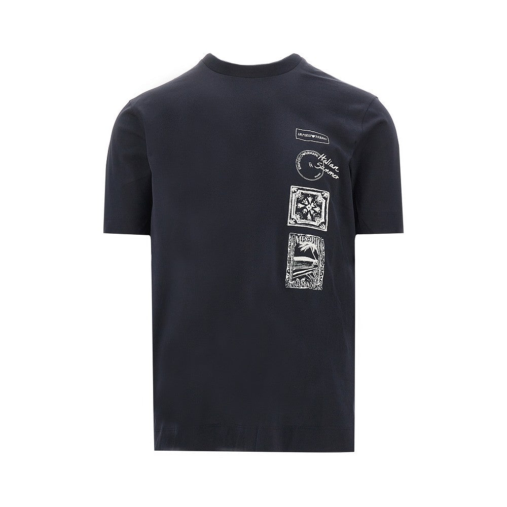 Printed and embroidered T-shirt
