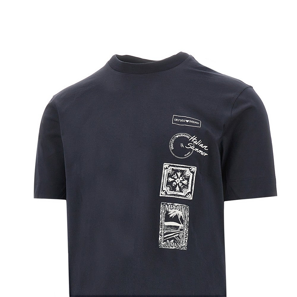 Printed and embroidered T-shirt