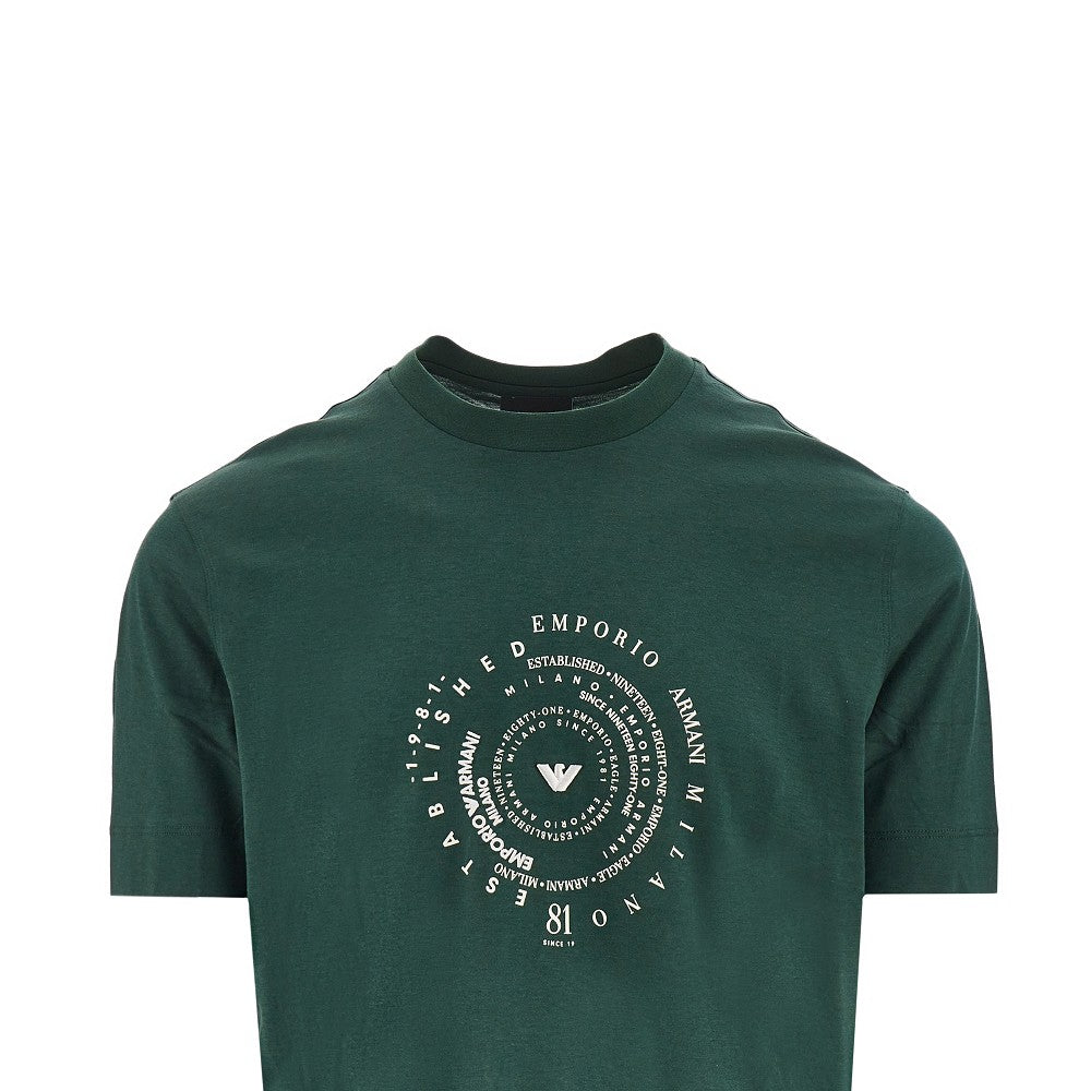 T-shirt con stampa logo circolare
