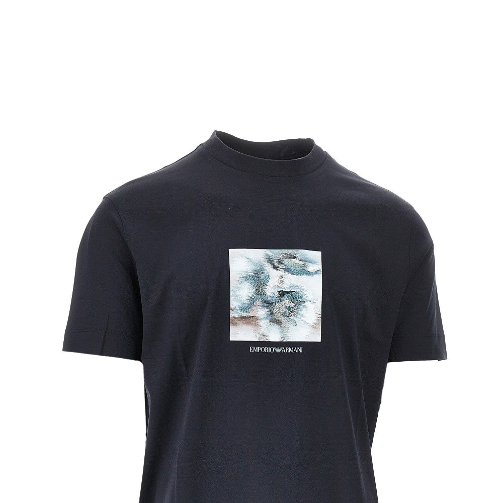 Printed and embroidered lyocell-blend T-shirt