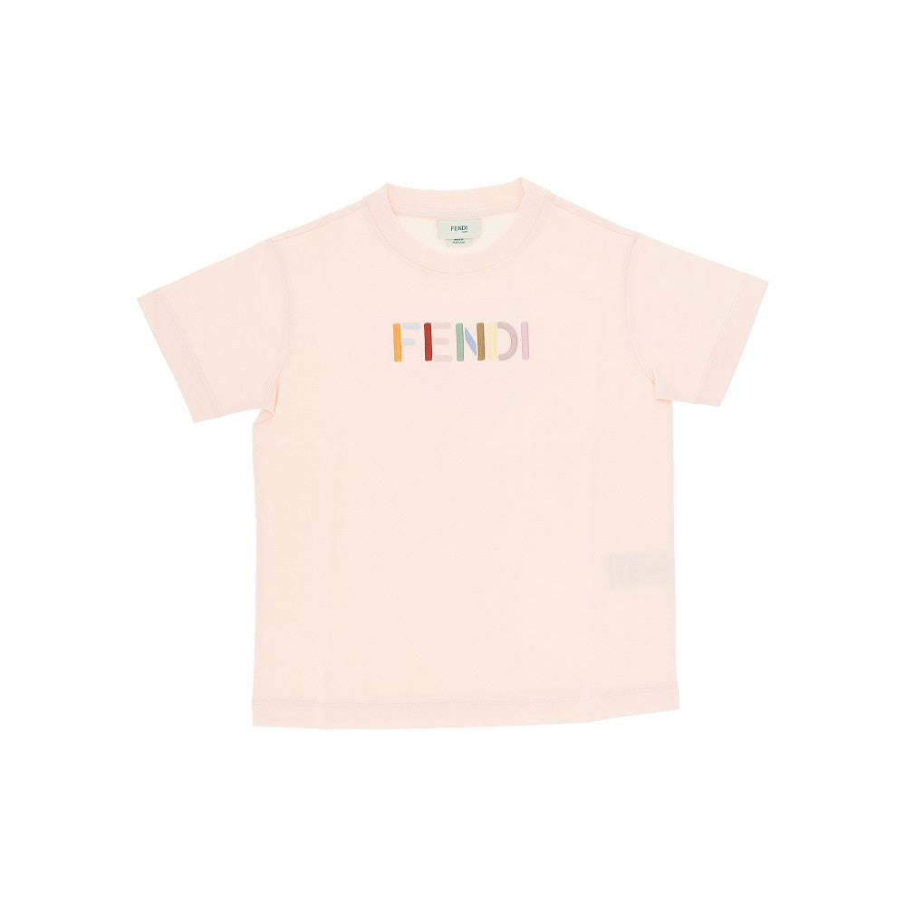 T-shirt con ricamo logo multicolore