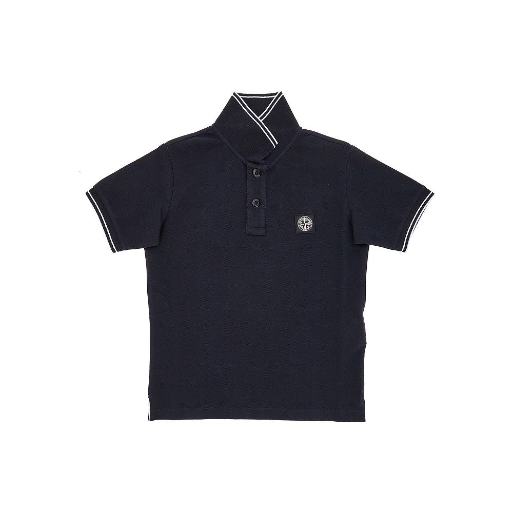 Logo patch stretch piquet polo shirt