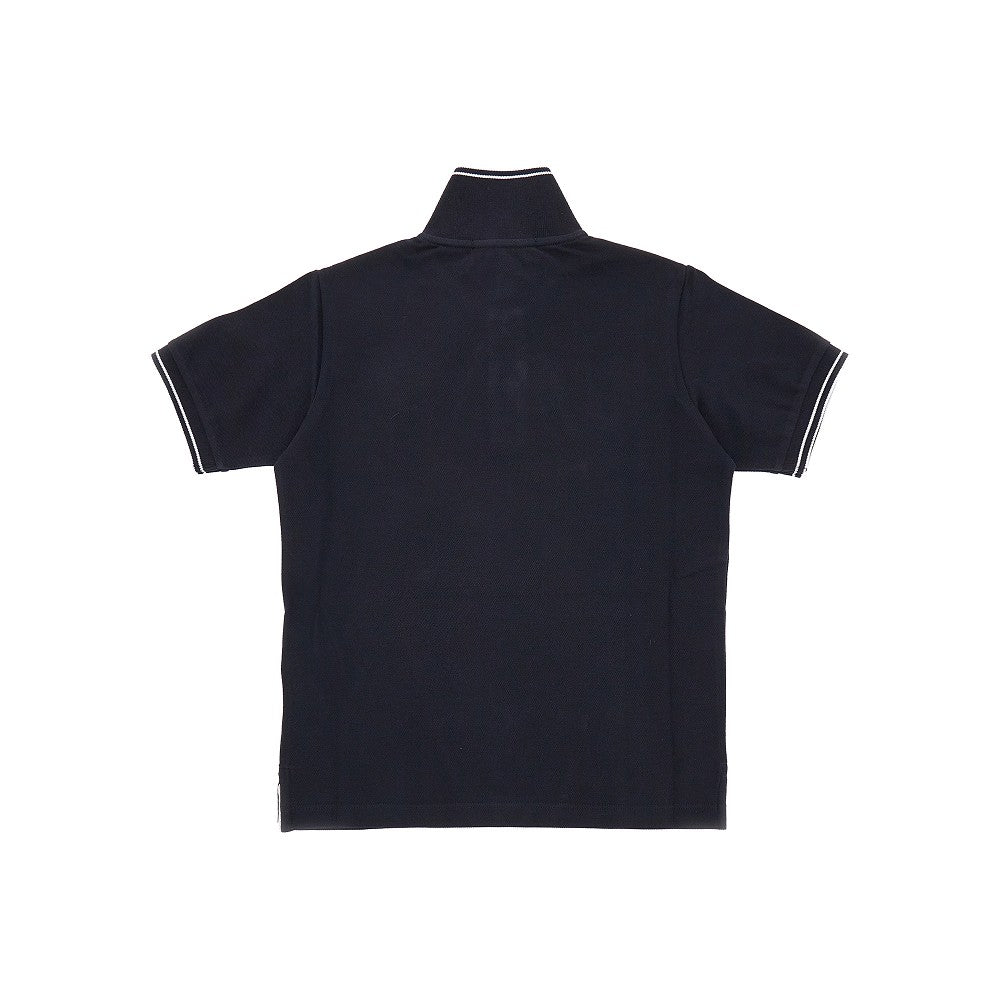 Logo patch stretch piquet polo shirt