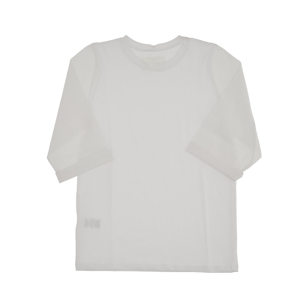 Jersey T-shirt with poplin sleeves