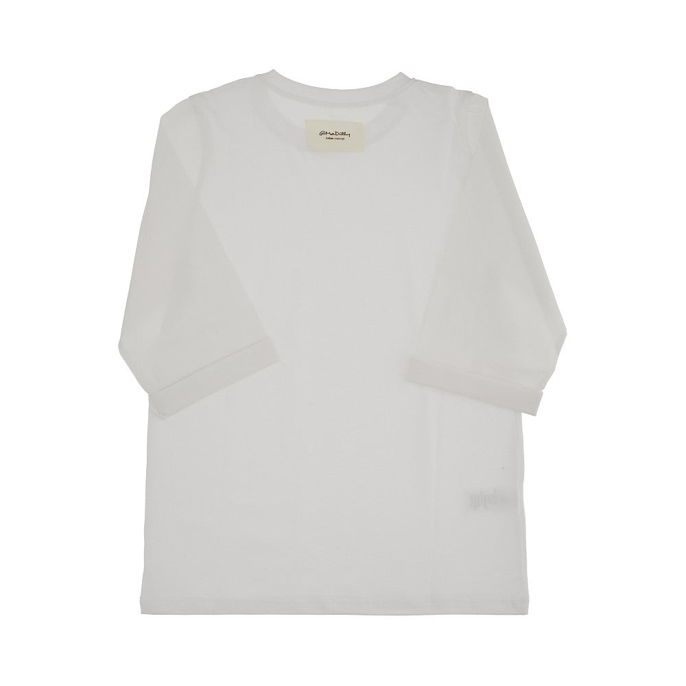 Jersey T-shirt with poplin sleeves