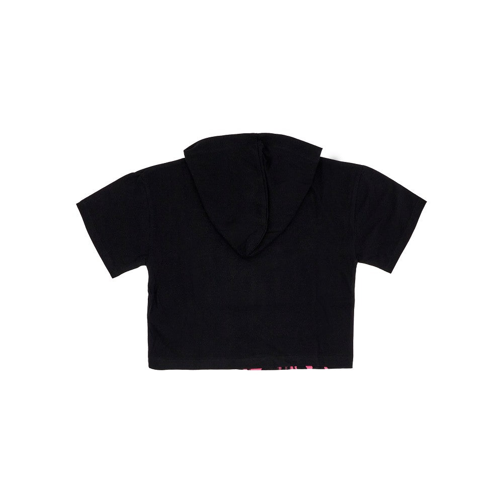 Hooded cropped T-shirt