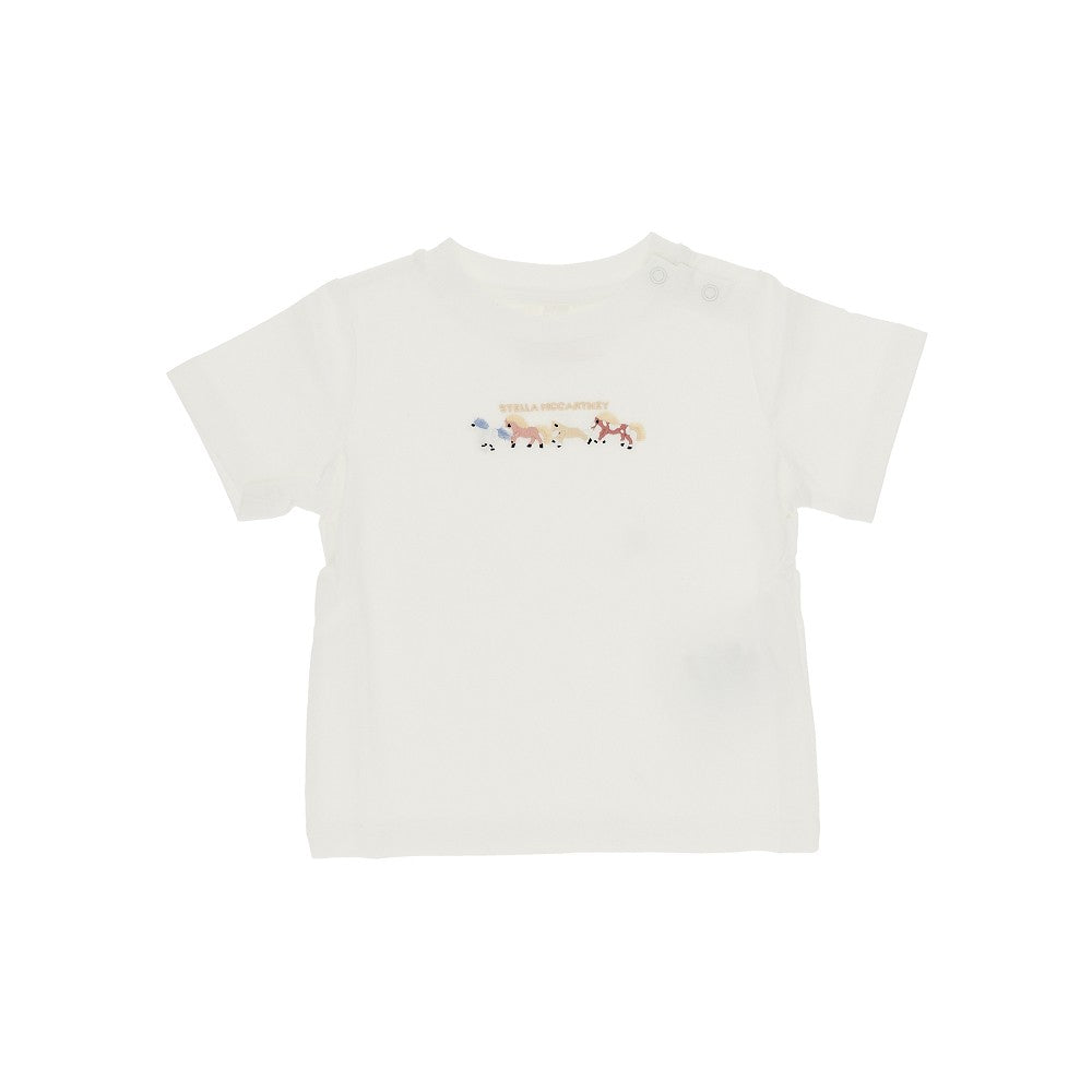 T-shirt con cavallini ricamati