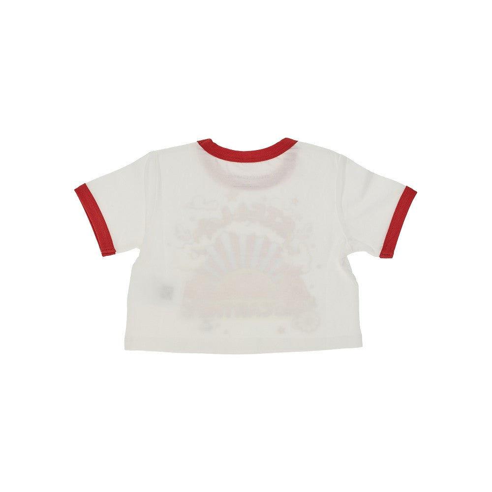 T-shirt cropped con stampa logo grafica