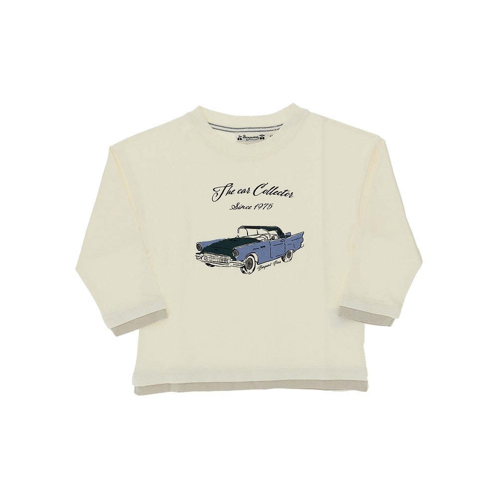 Layering effect T-shirt with print