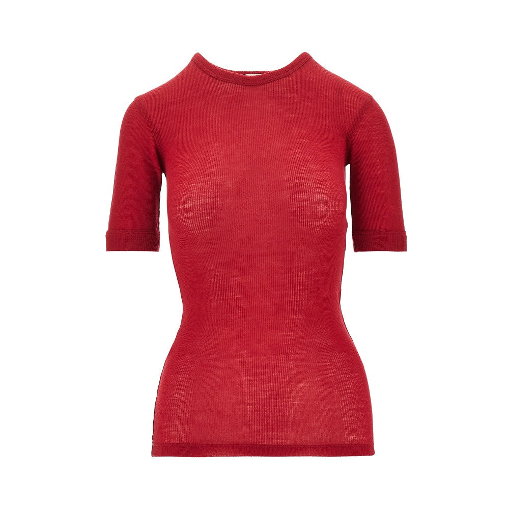 T-shirt in lana a costine