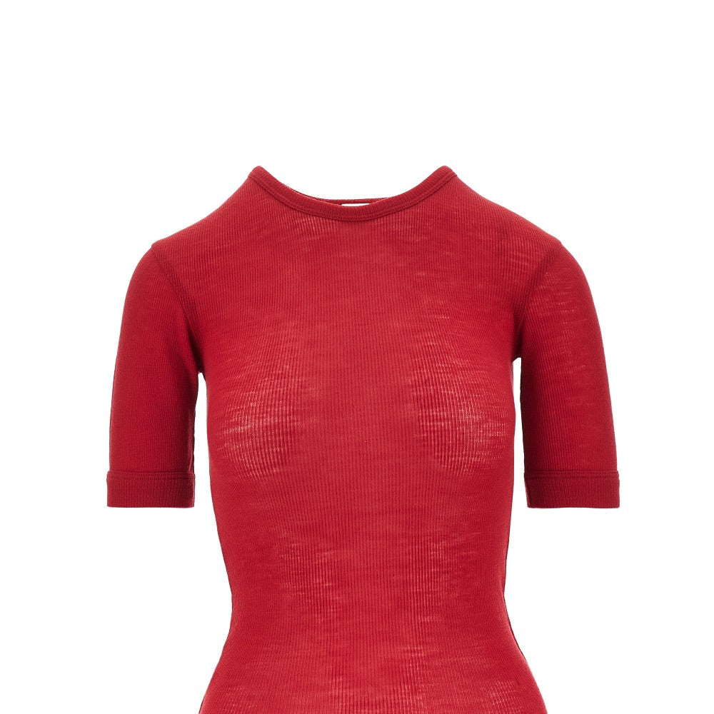 T-shirt in lana a costine