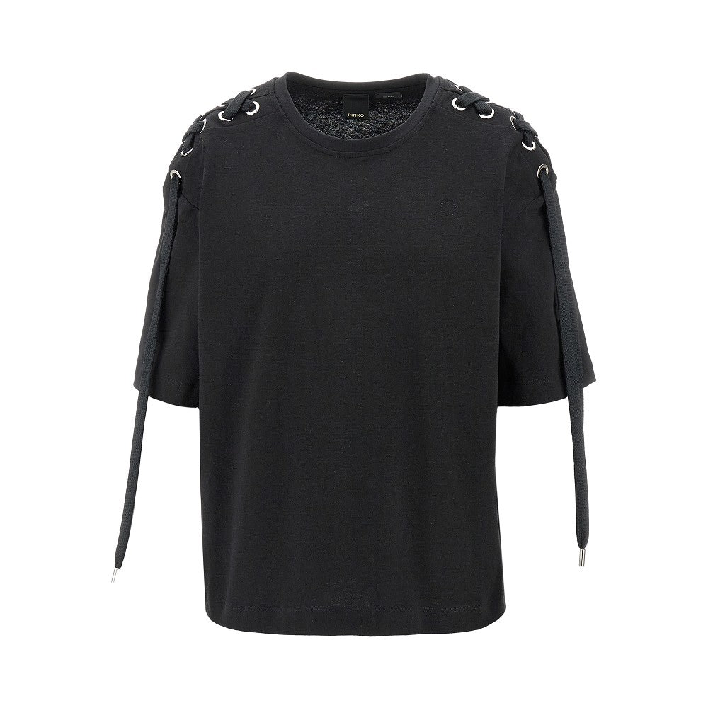 T-shirt with shoulder lacing