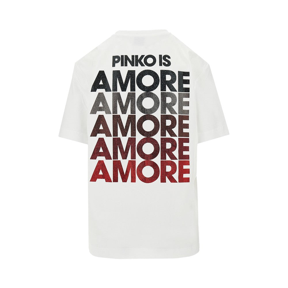 T-shirt con stampa 'AMORE' in strass
