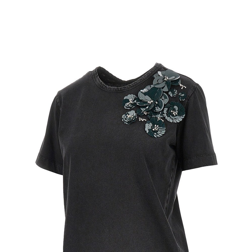 T-shirt con ricamo floreale