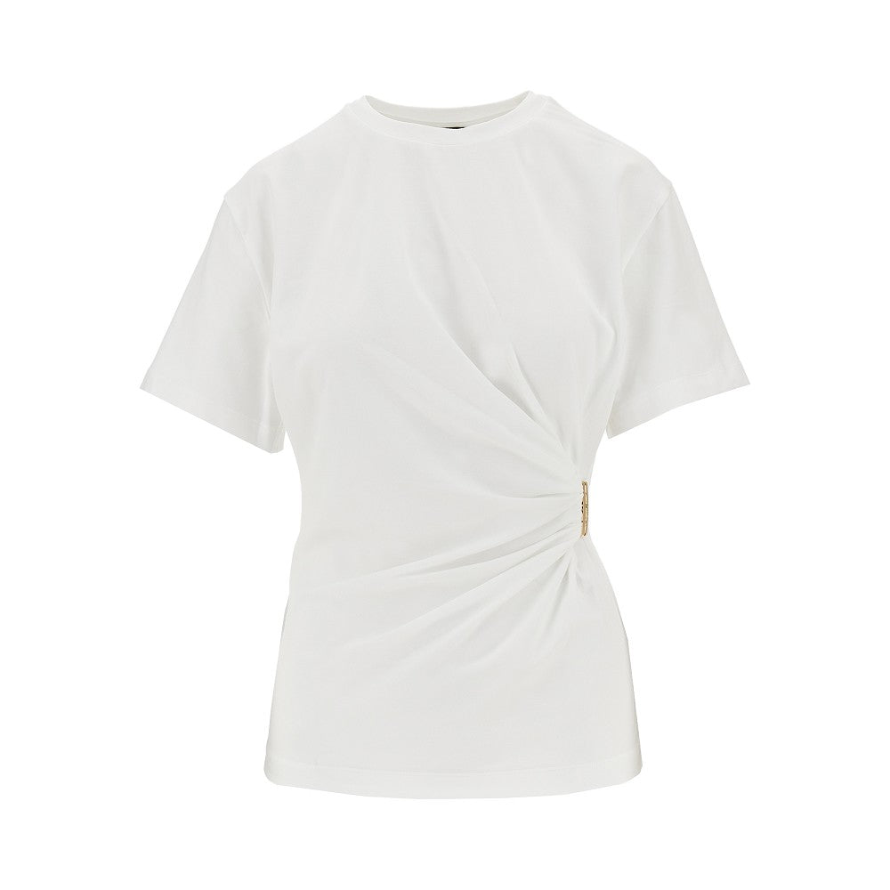 T-shirt drappeggiata con dettaglio in metallo
