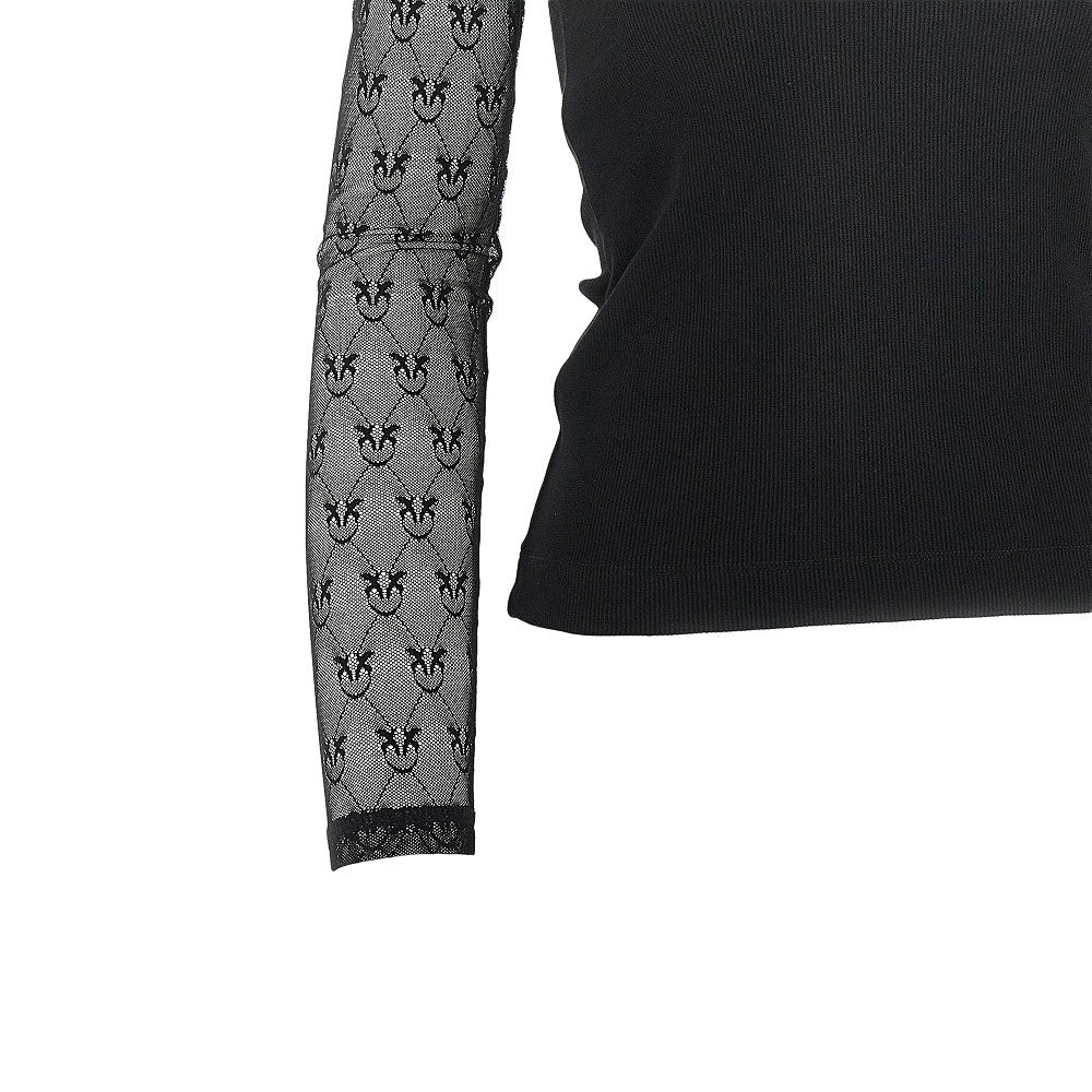 Maglia in jersey a costine e pizzo Love Birds