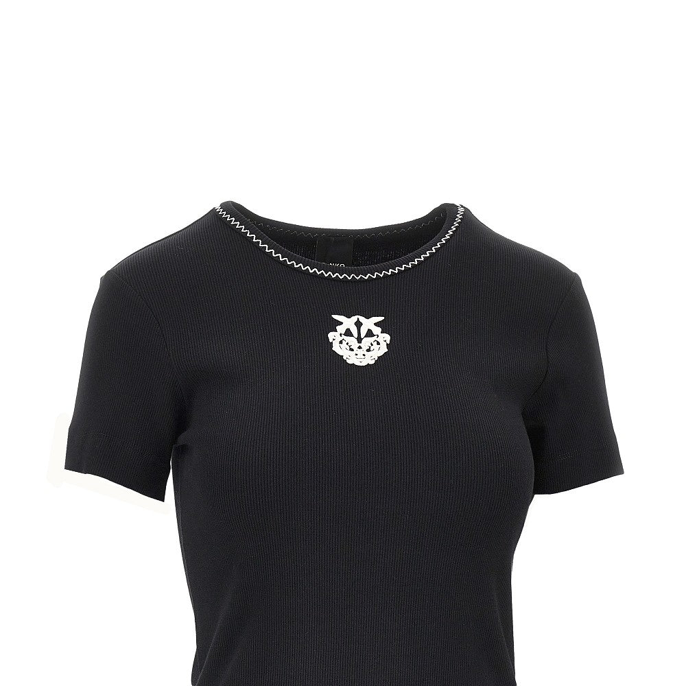 T-shirt a costine con ricamo Love Birds