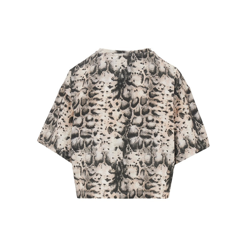 T-shirt cropped con motivo animalier