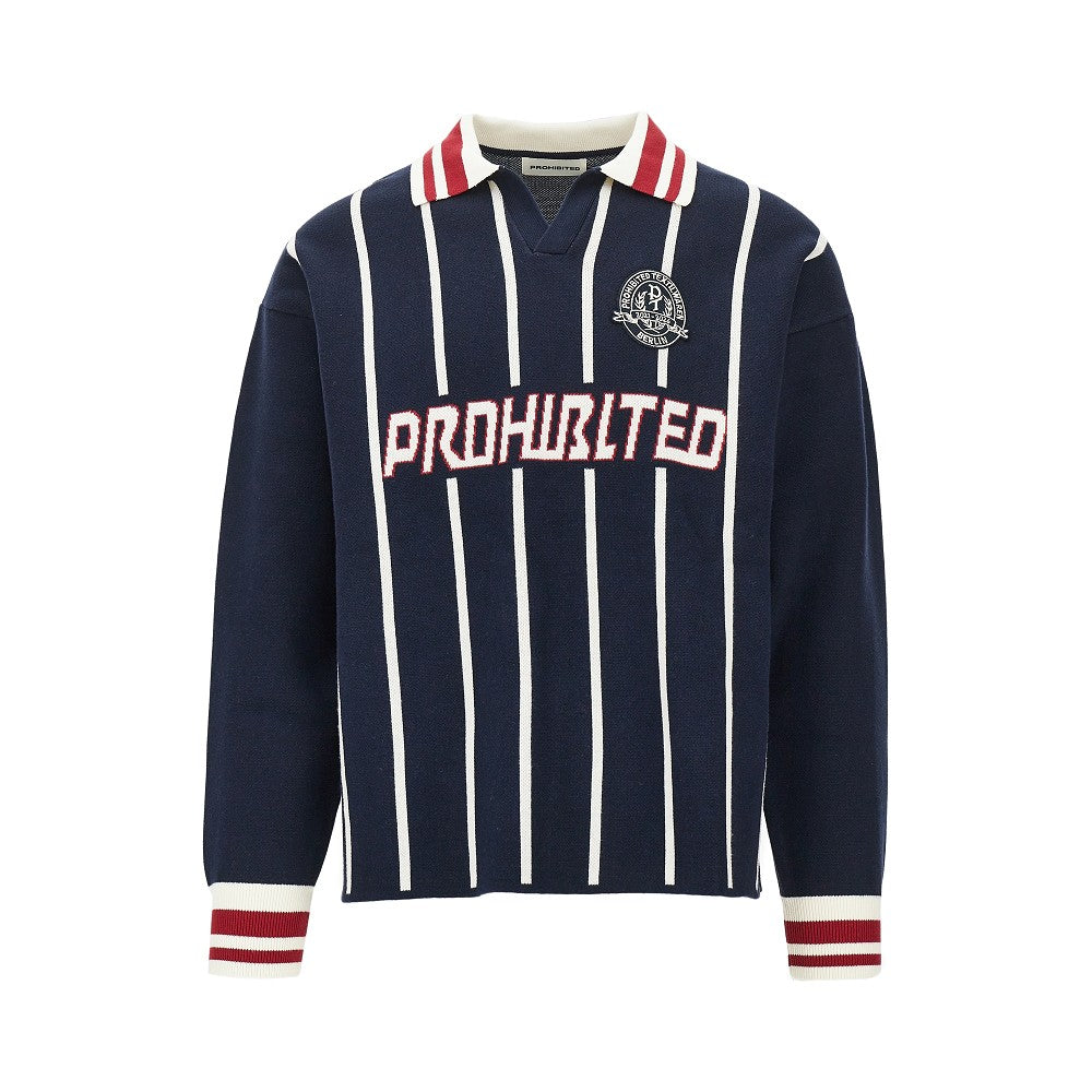 'Field Numbers' knitted polo sweater