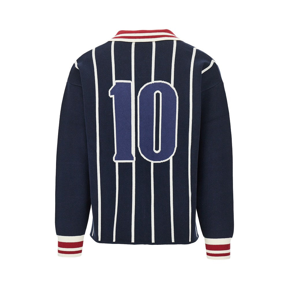 'Field Numbers' knitted polo sweater