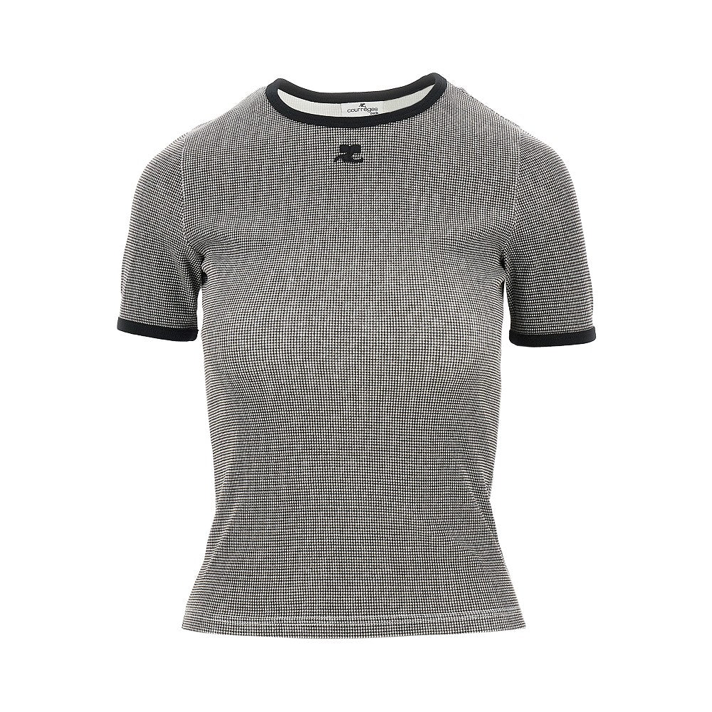 'Contraste' houndstooth jersey T-shirt