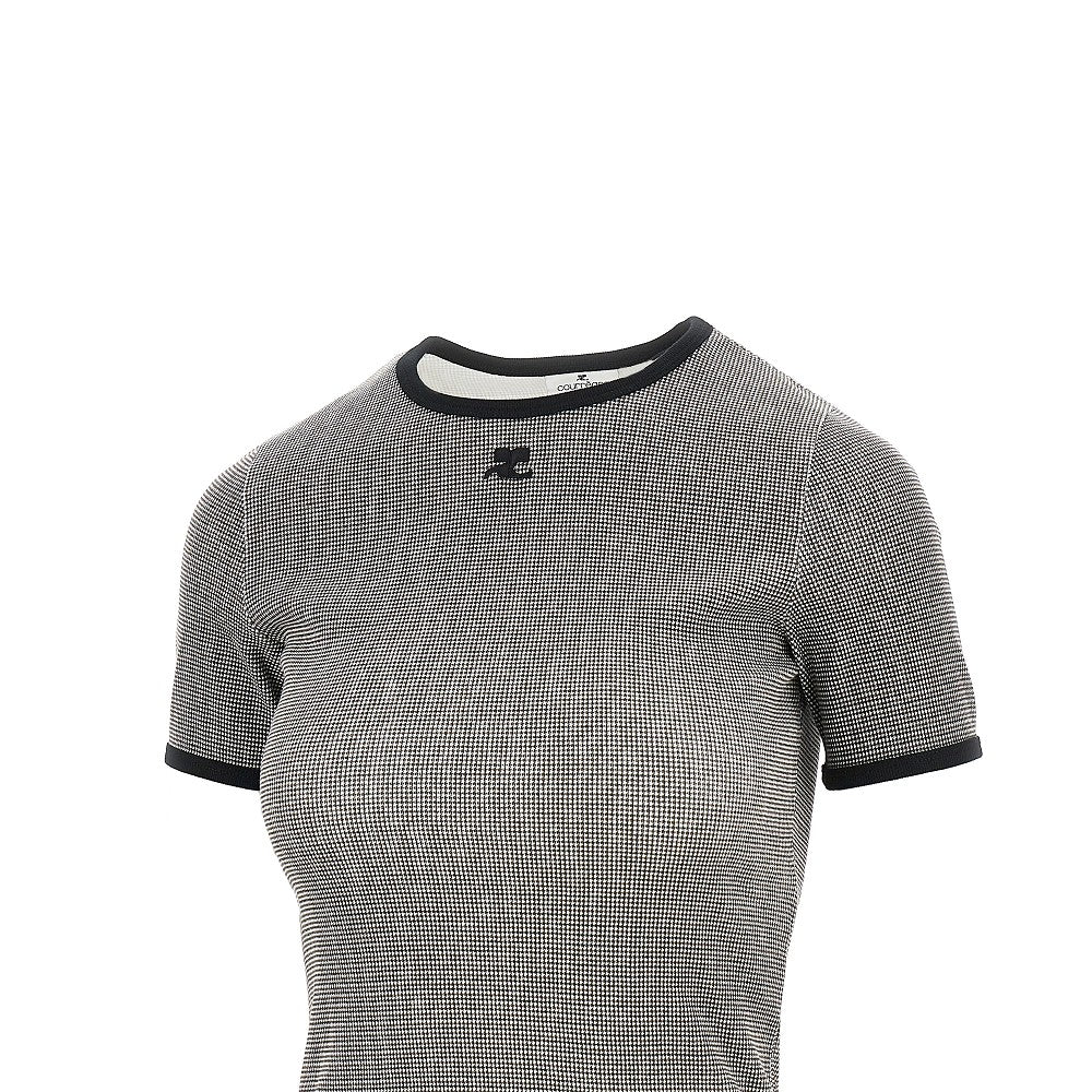 'Contraste' houndstooth jersey T-shirt