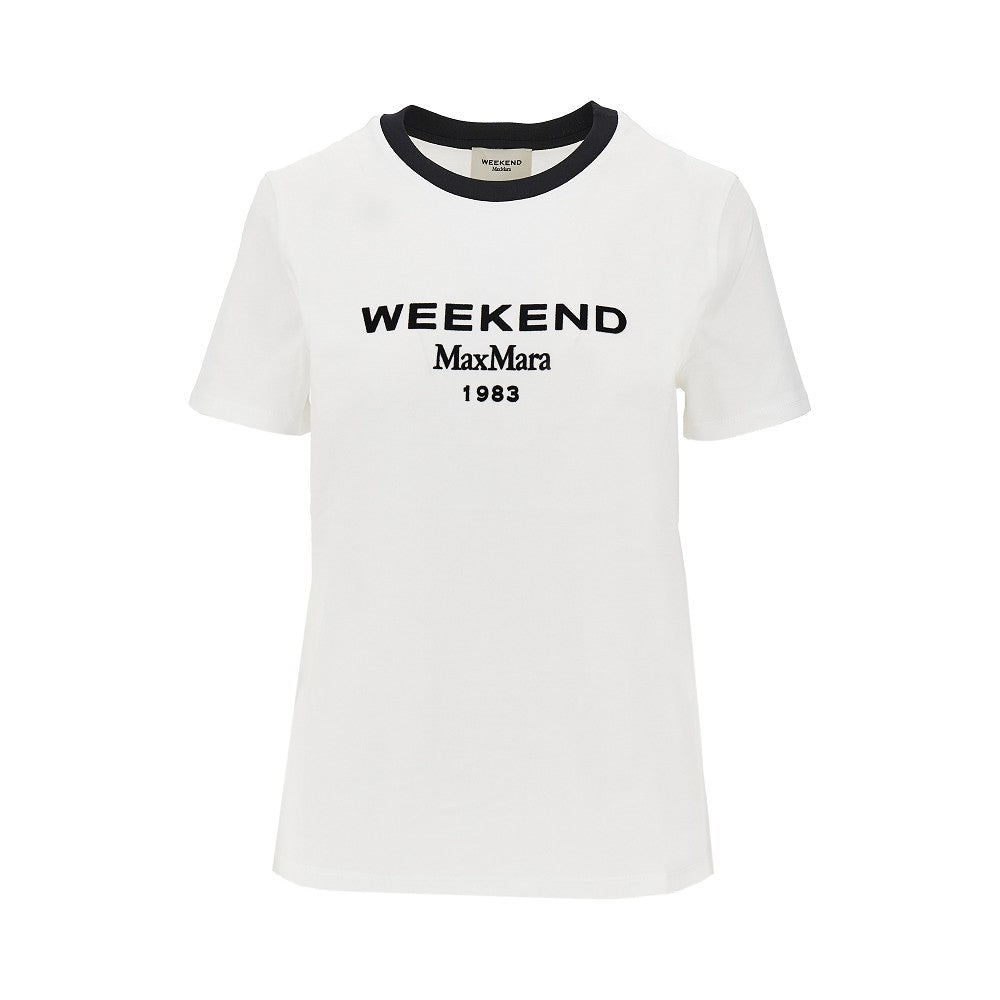 T-shirt in cotone con logo in velluto