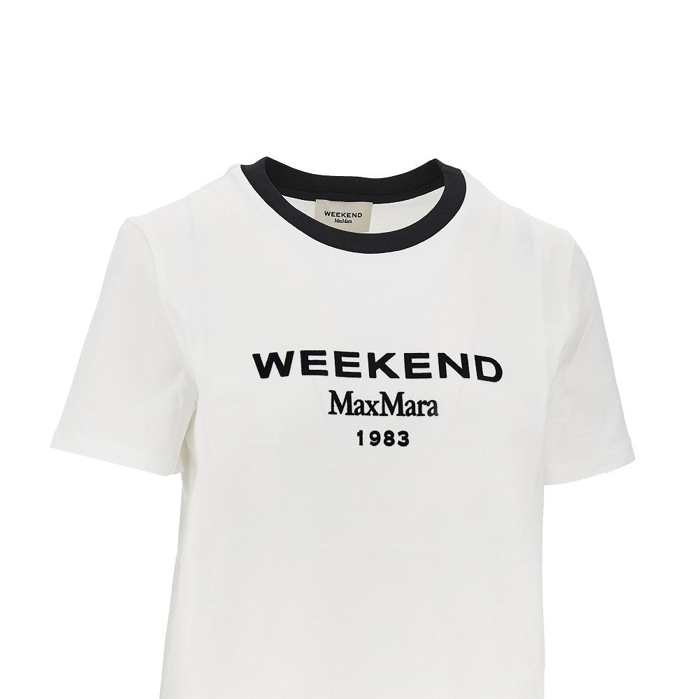 T-shirt in cotone con logo in velluto