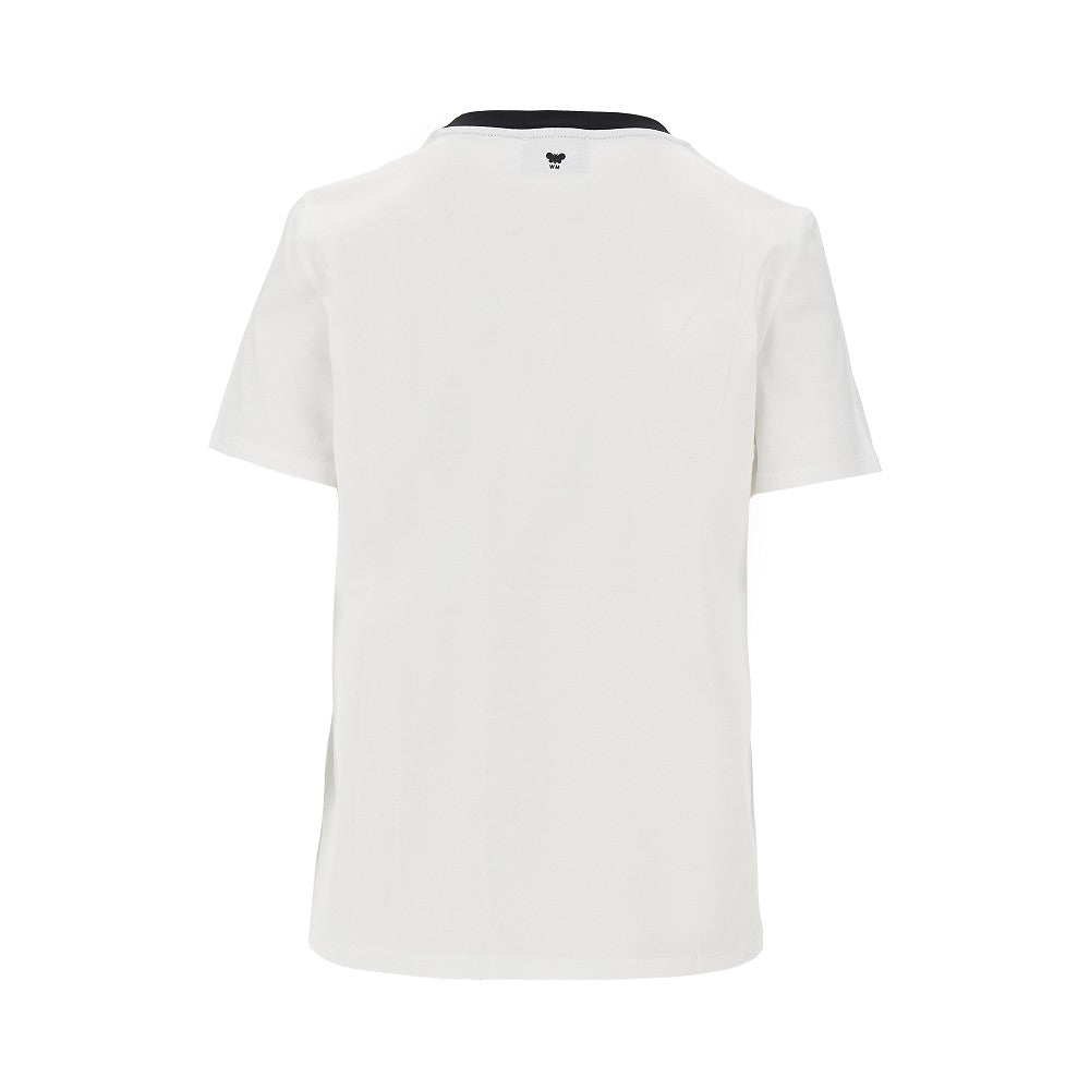 T-shirt in cotone con logo in velluto