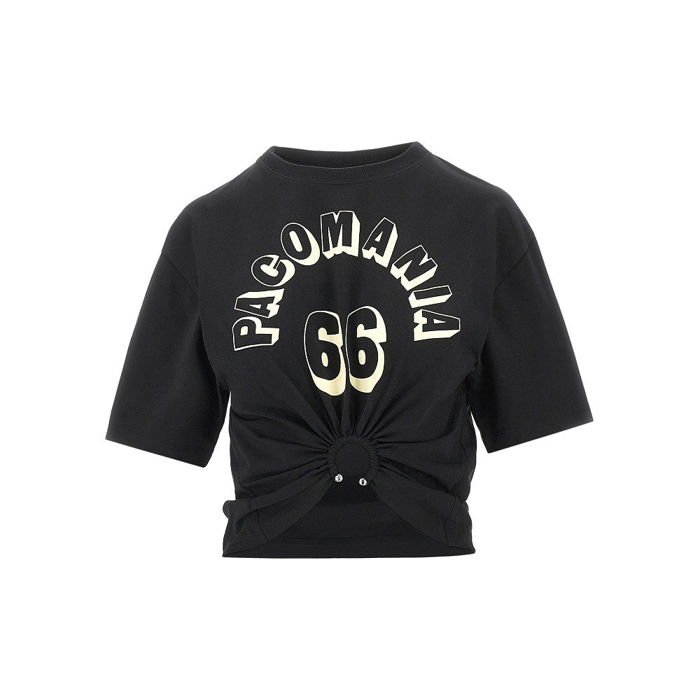 T-shirt cropped con dettaglio piercing