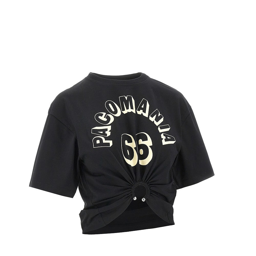 T-shirt cropped con dettaglio piercing