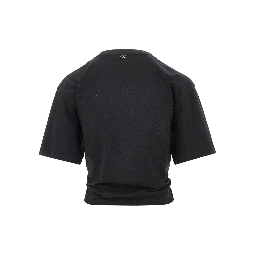 T-shirt cropped con dettaglio piercing