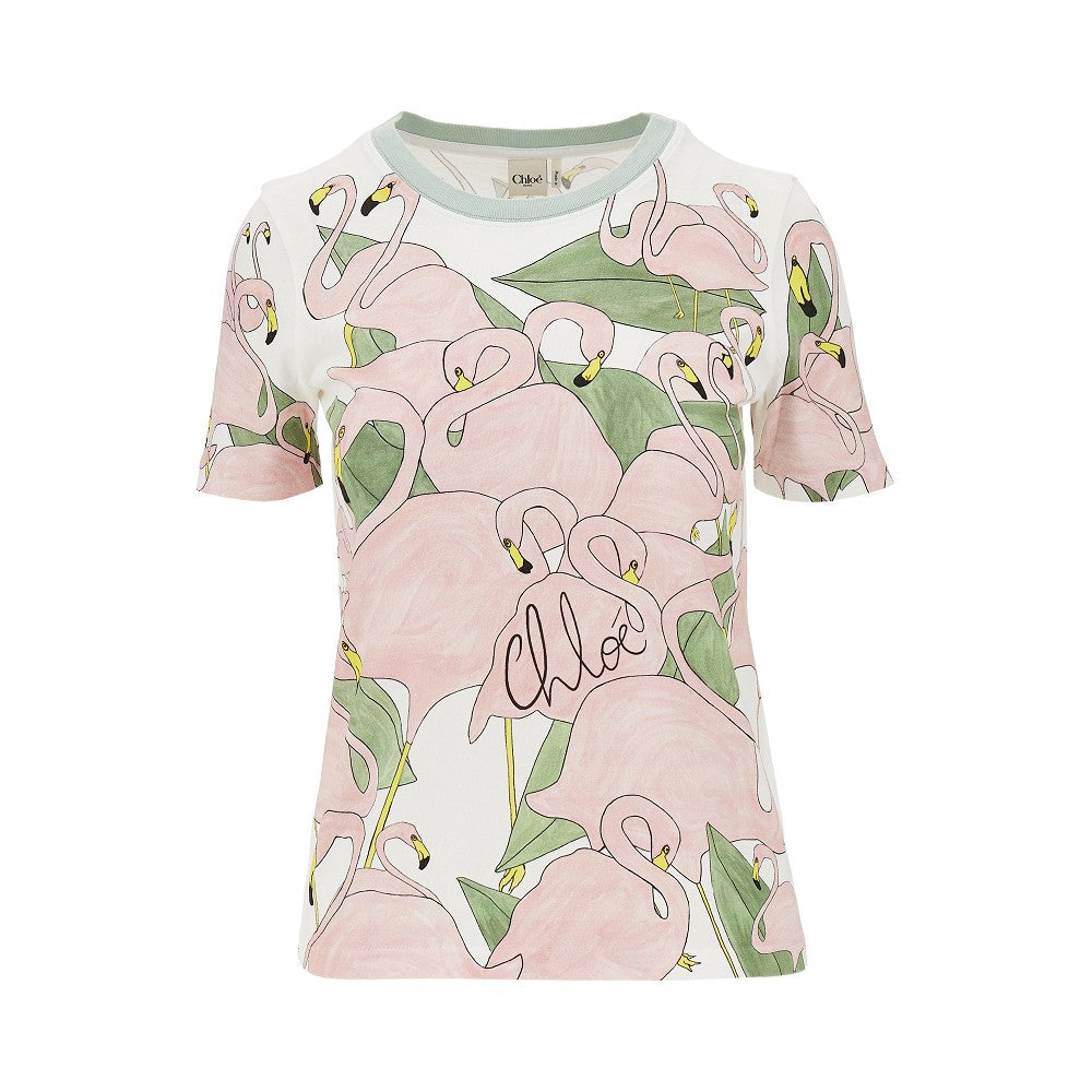 T-shirt Baby Fit con stampa fenicotteri