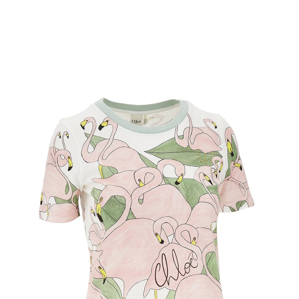 T-shirt Baby Fit con stampa fenicotteri