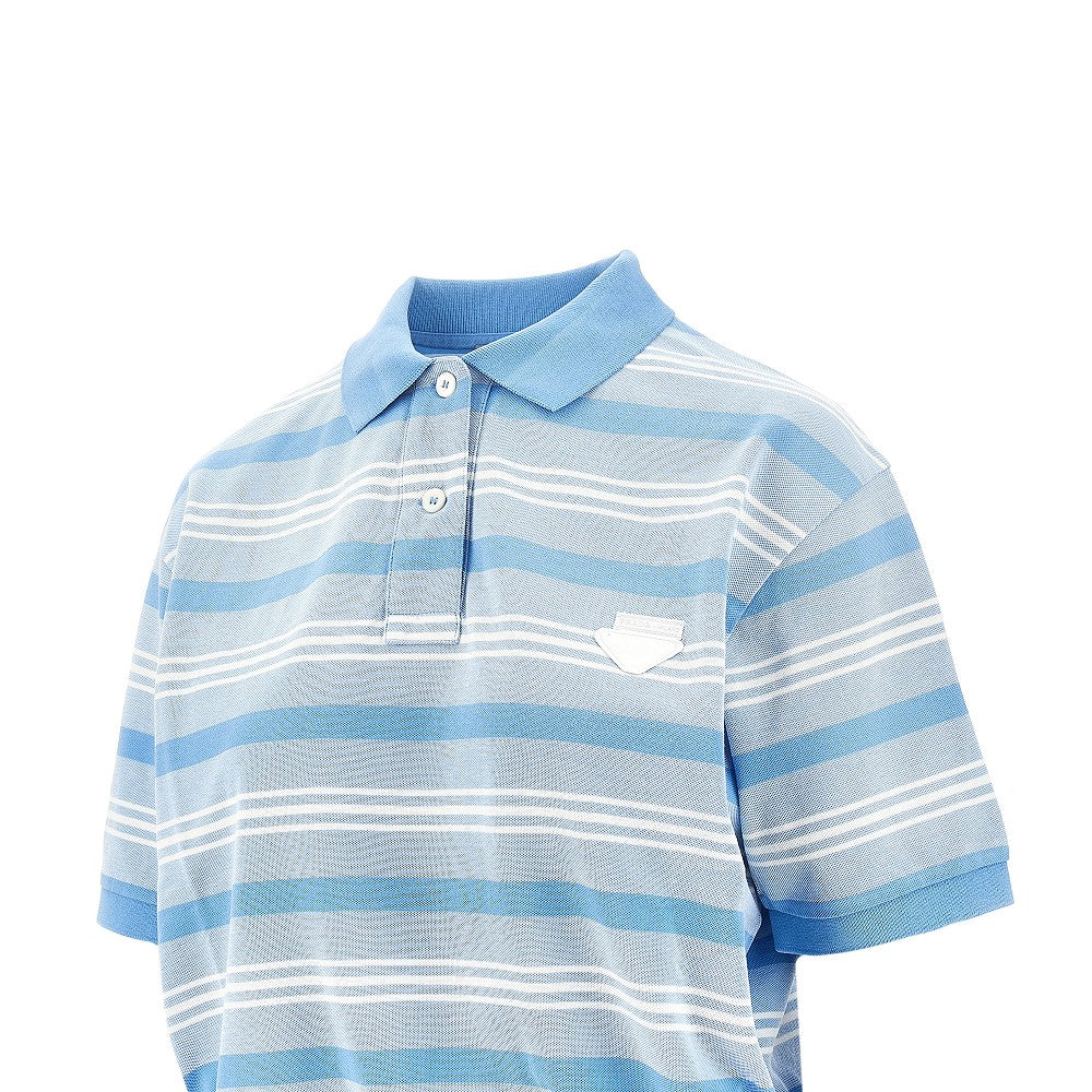 Striped piquet cropped polo shirt