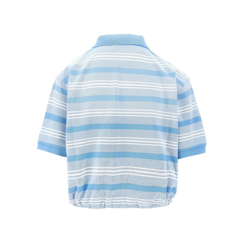 Striped piquet cropped polo shirt